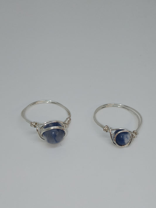 Small Silver Sodalite Rings